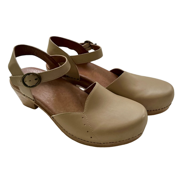Dansko Shoes - Dansko Tan Leather Mary Jane Clogs